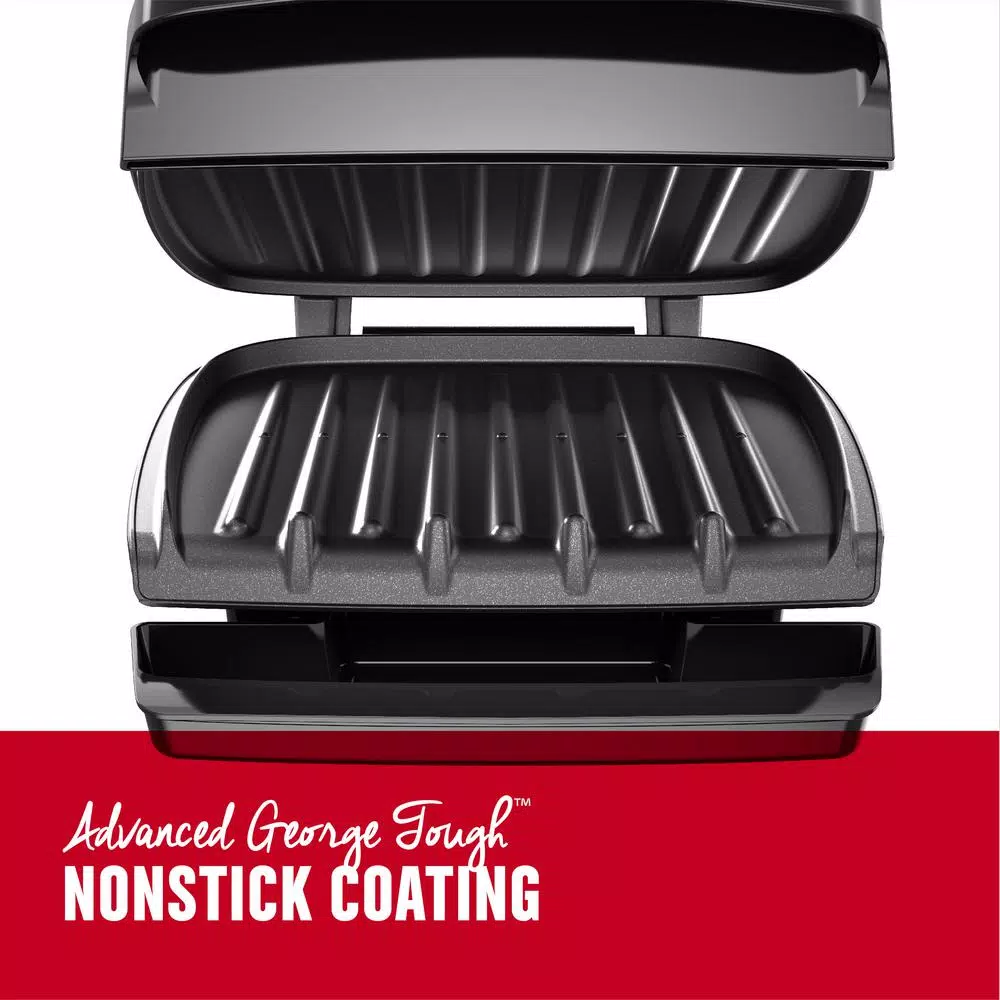 George Foreman Classic 4-Serving Indoor Grill and Panini Press, 60 sq. in., Black