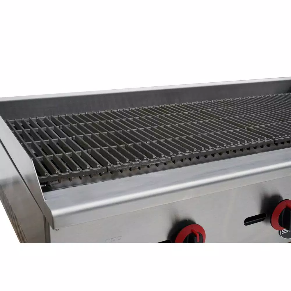 SABA 48 in. Stainless Steel Gas Cooktop Charbroiler with 4 Burners