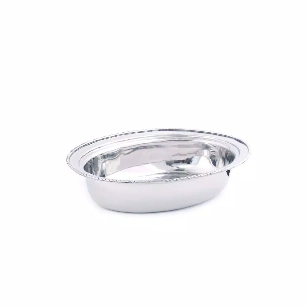 Old Dutch 6 Qt. Oval Polished Nickel over Stainless Steel Chafing Dish with Iron Stand