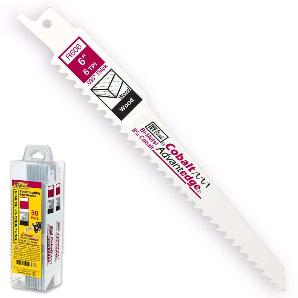Ivy Classic Cobalt Advantage 6 in. 6 TPI Bi-Metal Reciprocating Saw Blades, Wood & Composition (50-Pack)