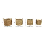 LITTON LANE Round Water Hyacinth and Metal Storage Wicker Baskets, Set of 4 thumbnail 7