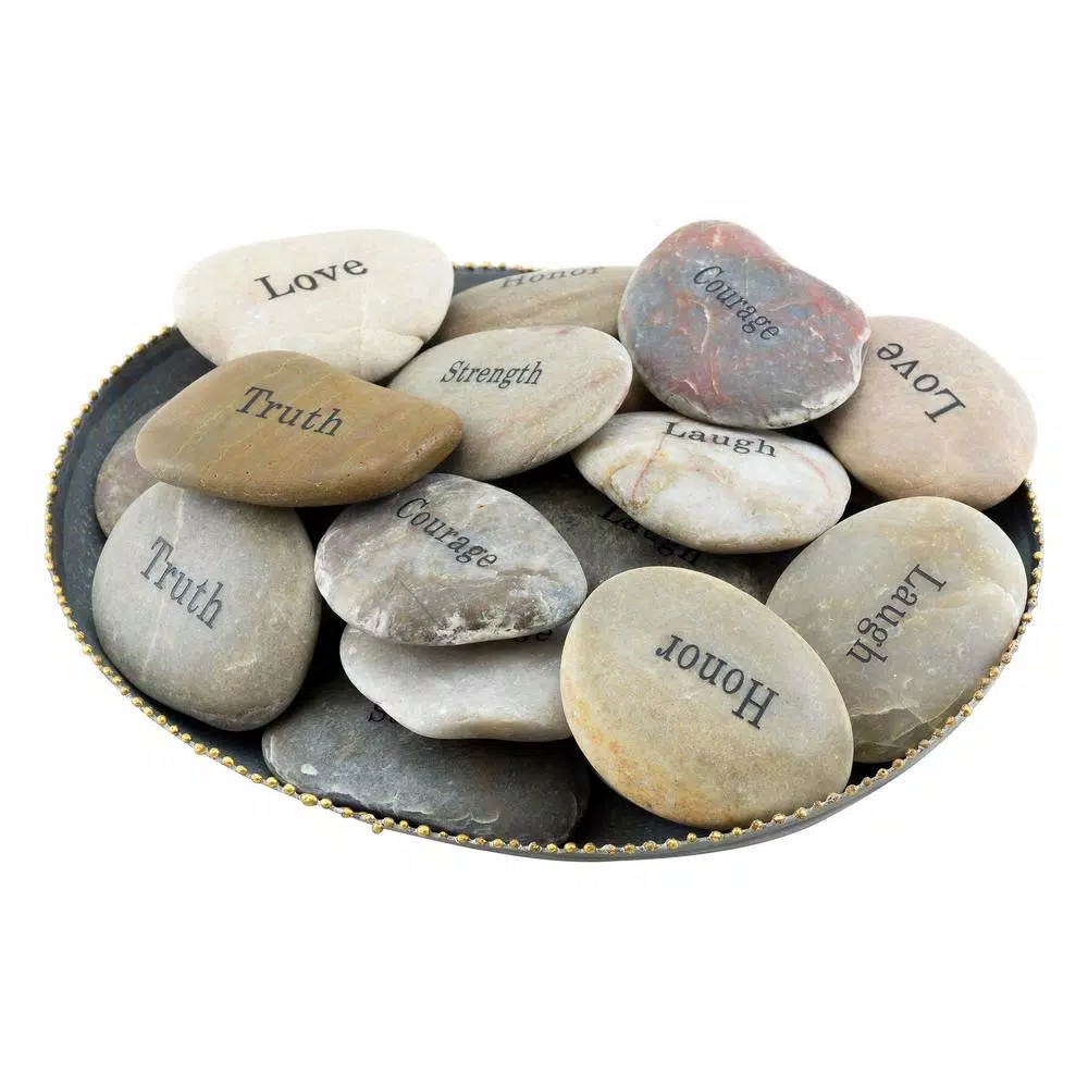 Stonebriar Collection Stonebriars Inspirational Engraved Natural River Stone Set, 25 Count