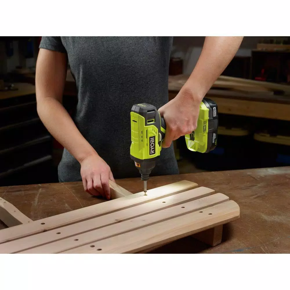 RYOBI 18V ONE+ Cordless 1/4 in. Impact Driver Kit with (2) 1.5 Ah Batteries, Charger, Bag, and 20-Piece Bit Set