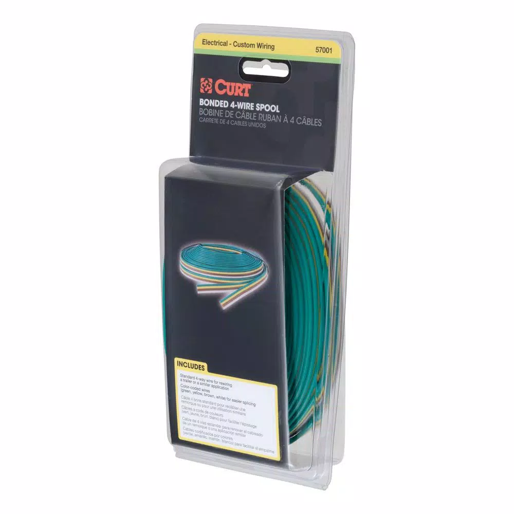 CURT Bonded 4-Way Trailer Wiring, 16 Gauge, 25' Spool