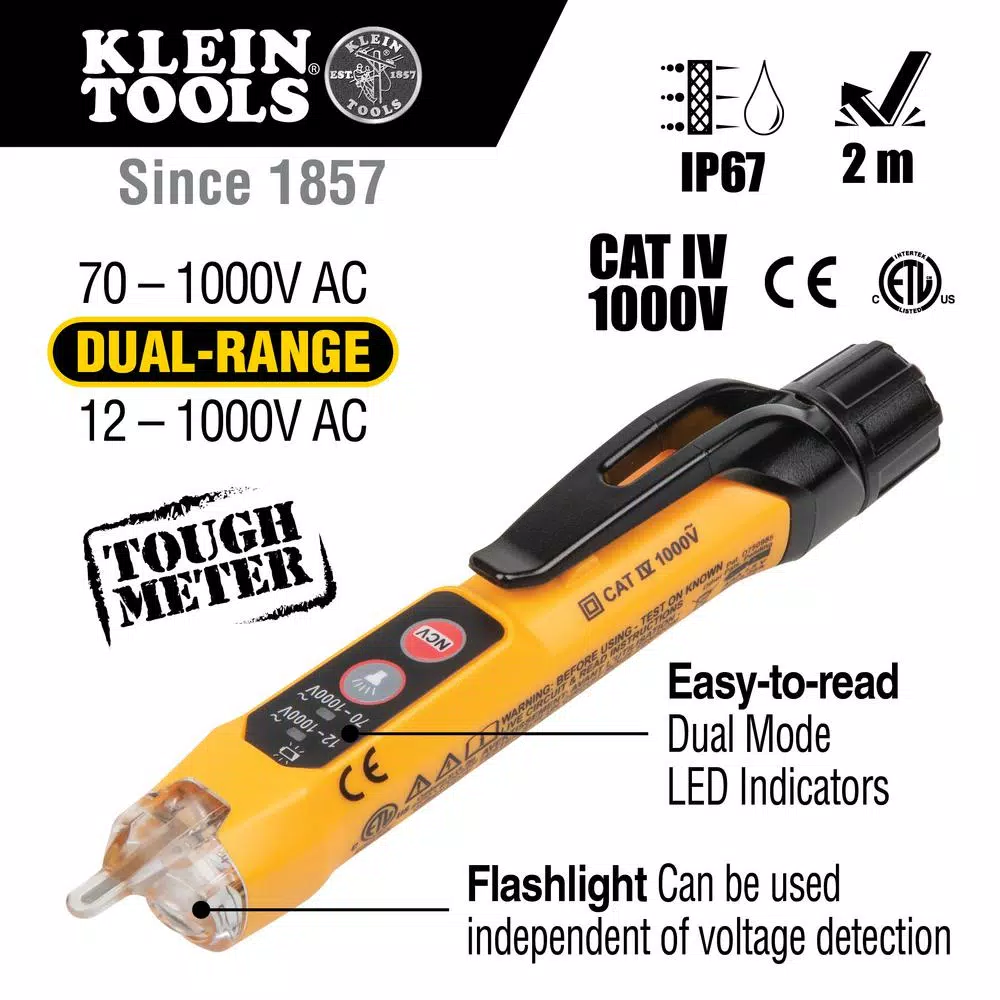 Klein Tools 2-Piece Voltage Tester and Wire Stripper Tool Set with Non-Contact Detector and Copper Wire Cutter