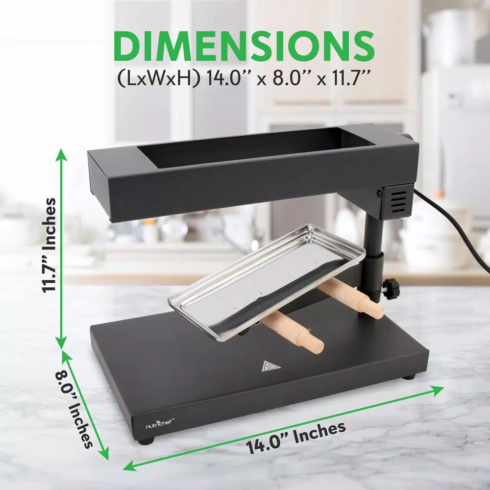 NutriChef Raclette Cheese Melter with Adjustable Grilling Plate and Stainless Steel Construction