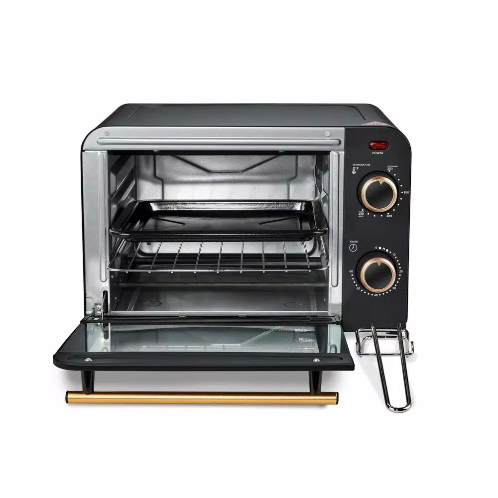 Unbranded Elite Collection Americana Retro 12.7 L 4-Slice Toaster Oven, Black