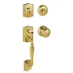 Baldwin Prestige Wesley Single Cylinder Door Handleset with Alcott Knob, Lifetime Polished Brass thumbnail 1