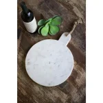 Unbranded White Marble Round Cutting Board with Jute Hanger, 12 in. Diameter thumbnail 3