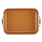 Ayesha Curry Ayesha Bakeware Nonstick Roasting Pan with Convertible Rack, 11 x 15-Inch, Copper thumbnail 2