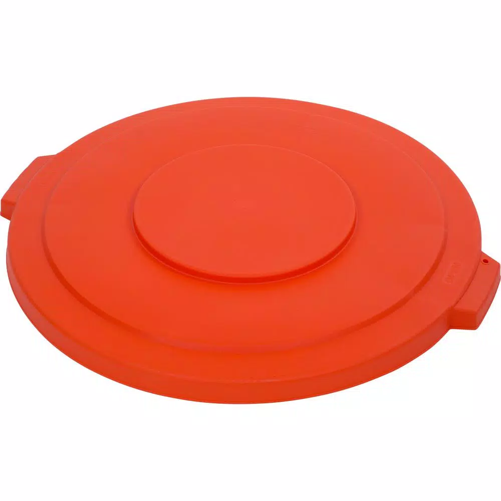 Carlisle Bronco 32 Gal. Round Trash Can Lid, Orange (4-Pack)