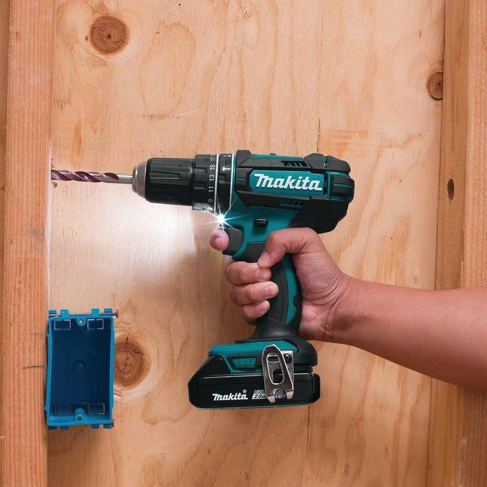 Makita 18V LXT Cordless 1/2 in. Compact Hammer Driver Drill Kit with Two 2.0 Ah Batteries, Charger, and Case
