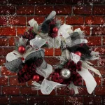 Fraser Hill Farm 20 in. Artificial Christmas Wreath with Buffalo Plaid Bows and Ornaments thumbnail 5