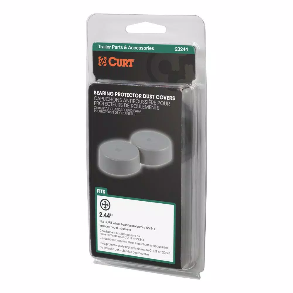 CURT 2.44" Bearing Protector Dust Covers, Gray Plastic (2-Pack)