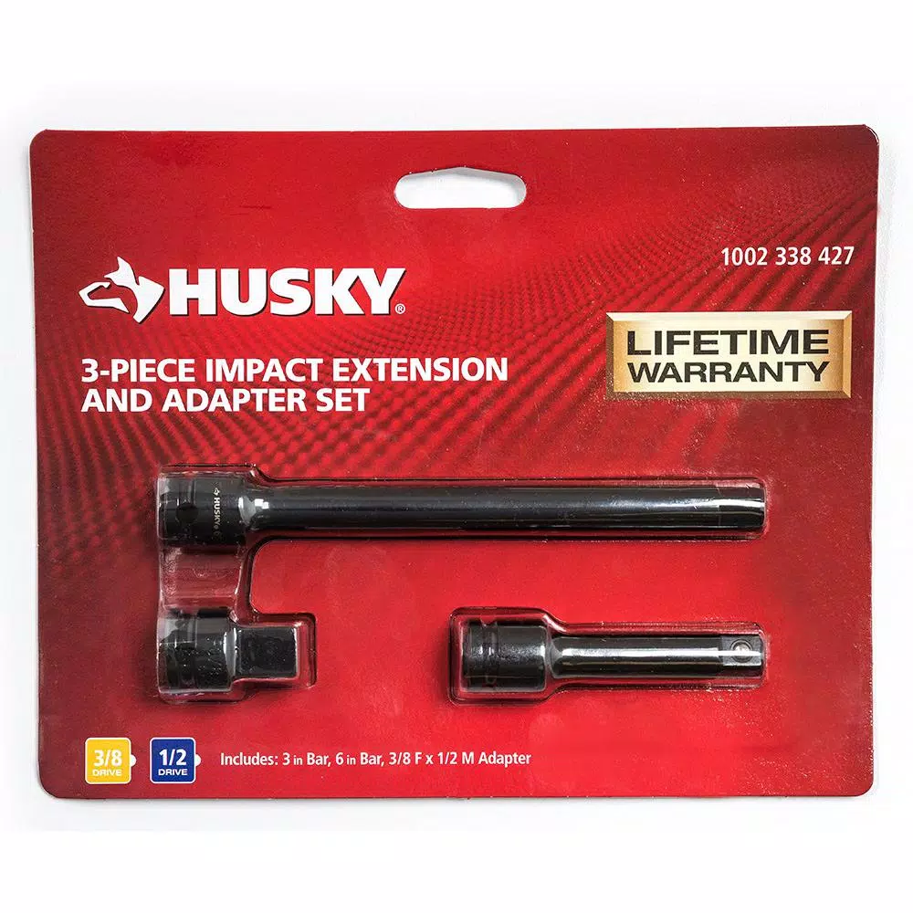 Husky 3/8 in. Drive Impact Extension and Adapter Set, 3-Piece