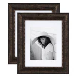 Kate and Laurel Aldridge 11 x 14 Bronze Picture Frame Set of 2 with 8 x 10 White Mat thumbnail 1