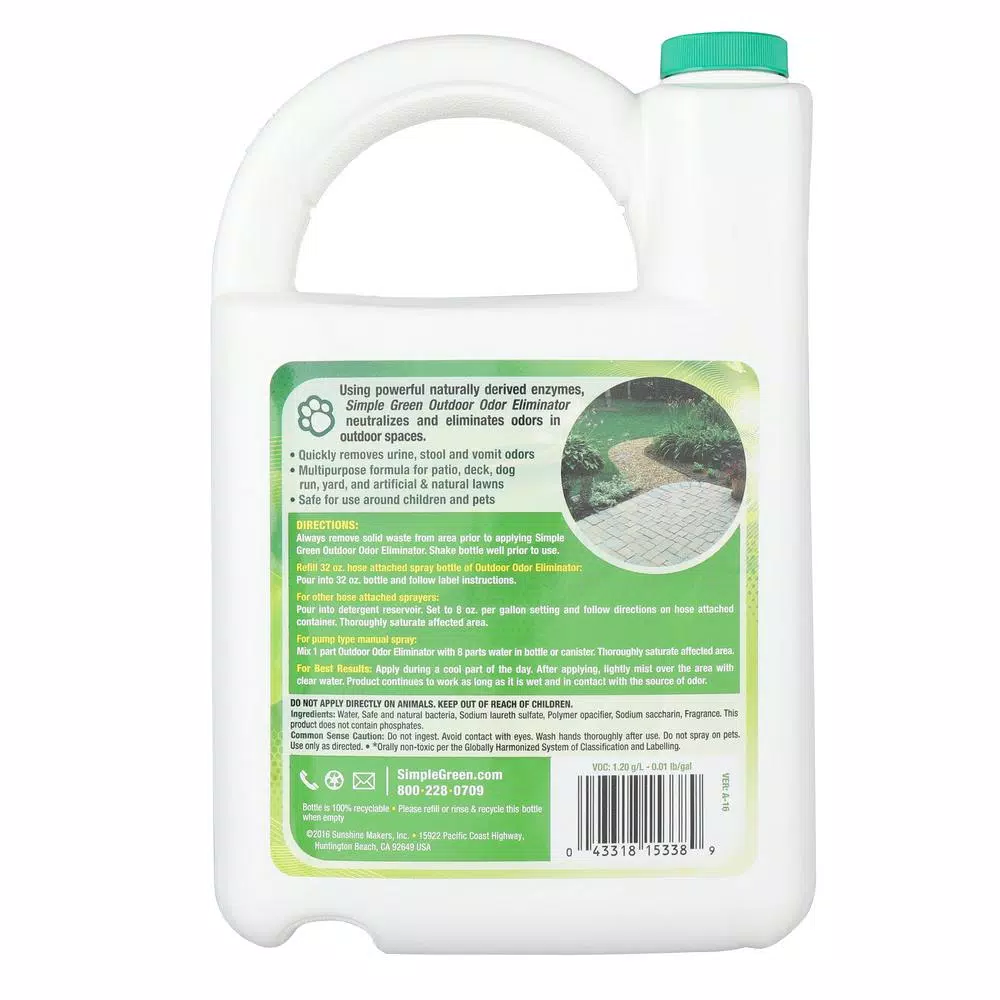 Simple Green Outdoor Odor Eliminator, 128 oz. Pet Stain & Odor Remover