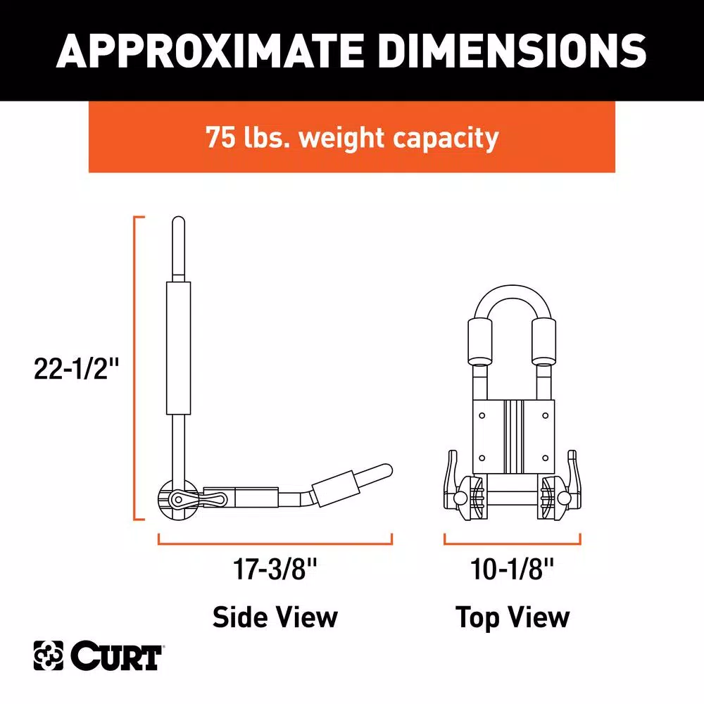 CURT Aluminum Kayak Roof Rack Carrier, 75 lb Capacity, Universal Fit