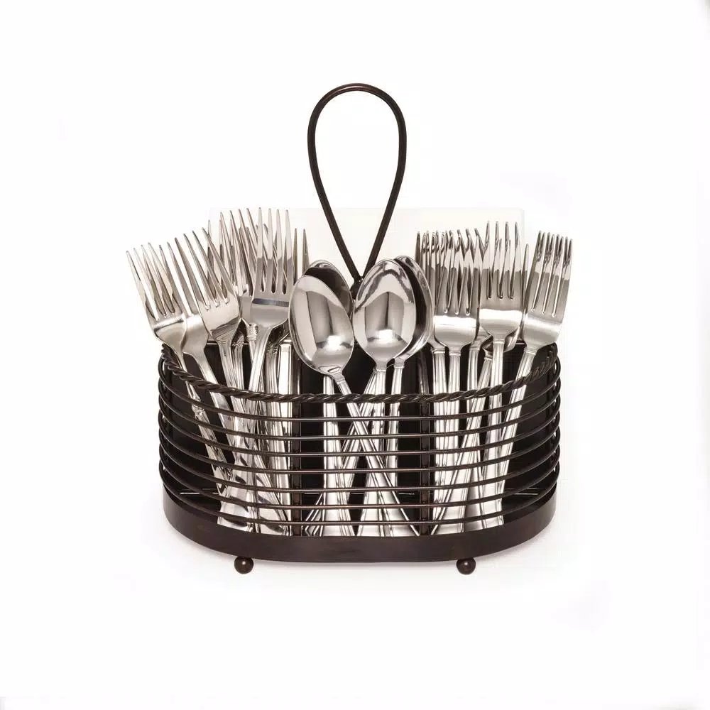 Gourmet Basics by Mikasa Mikasa Gourmet Basics 10 in. Wrought Iron Rope Napkin and Flatware Caddy
