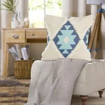 LR Home 20x20 Off White and Blue Tufted Geometric Throw Pillow - Southwestern Winter Paradise thumbnail 5