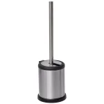 Unbranded Stainless Steel Toilet Bowl Brush Holder with Hinged Folding Lid - Chrome thumbnail 1