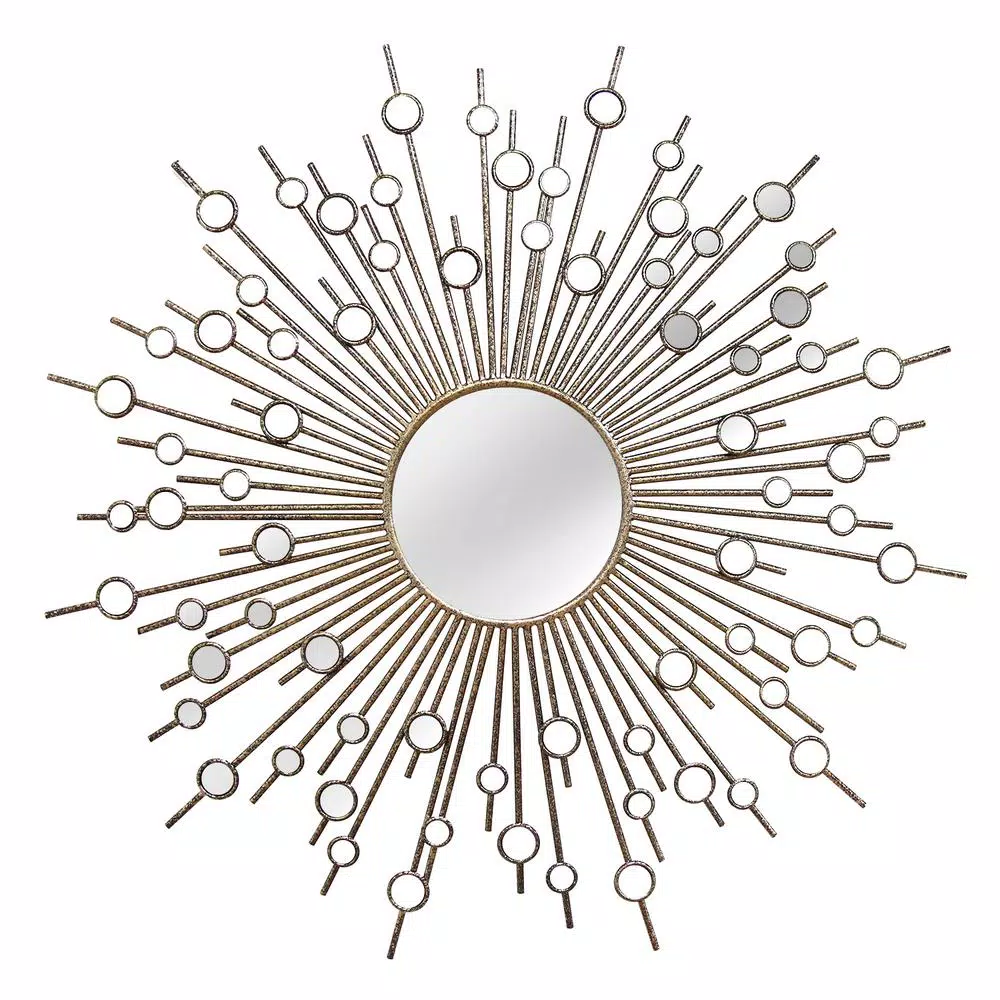 Stratton Home Decor Penelope Round Bronze Metal Accent Mirror, 35 in. W x 34 in. H