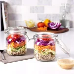 Unbranded 34 oz. Mason Embossed Glass Preservative Jars with Wire Clasp Lid (Set of 2) thumbnail 3
