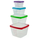 Home Basics 8-Piece Nesting Plastic Food Storage Container Set with Multi-Color Snap-On Lids thumbnail 1