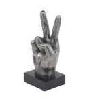 LITTON LANE Modern Reflections Hand Sign Polystone Sculpture Set, Silver Distressed Finish (Set of 3) thumbnail 4