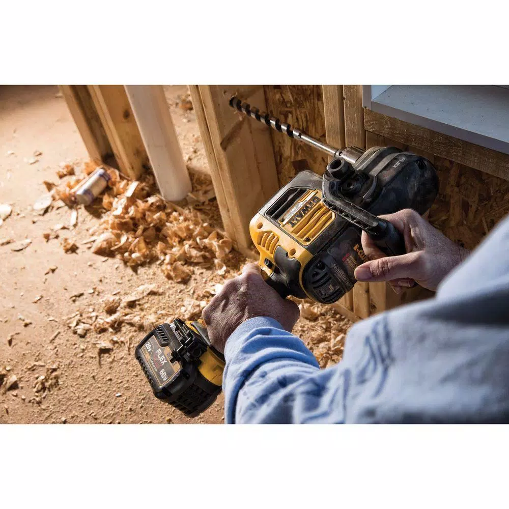 DEWALT 60V MAX FLEXVOLT Brushless 1/2 in. Stud & Joist Drill with E-Clutch & (2) 6.0Ah Batteries