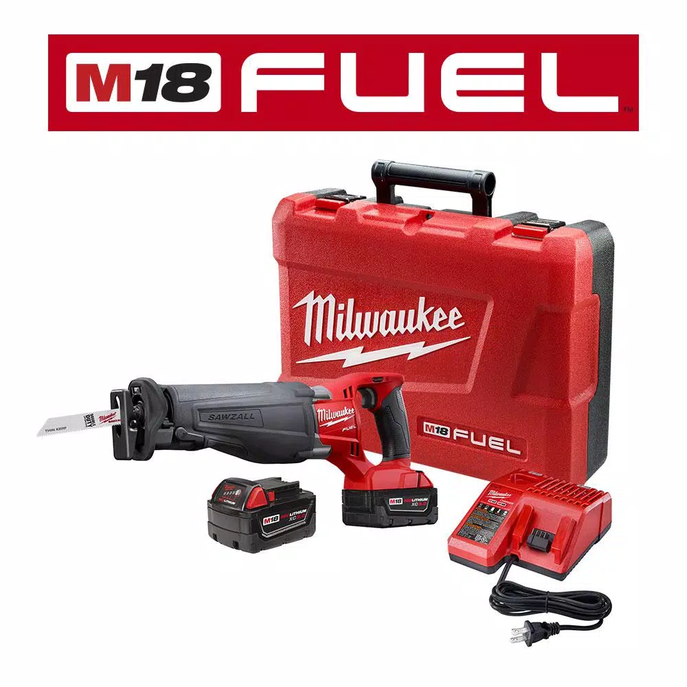 Milwaukee M18 FUEL 18V Brushless Cordless Reciprocating Saw Kit with (2) 5.0Ah Batteries, Charger & Case