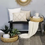 Stratton Home Decor Rattan Trays, Set of 2, Brown Bamboo Decorative Serving Trays thumbnail 2