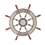 LITTON LANE 23 in. Nautical Welcome Aboard Wooden Ship Wheel Wall Decor thumbnail 2