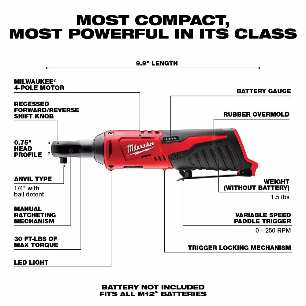 Milwaukee M12 12V Lithium-Ion Cordless 1/4 in. and 3/8 in. Ratchet Combo Kit with (2) 2.0 Ah Batteries and Charger