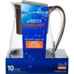 Brita Monterey 10-Cup Water Filter Pitcher with Longlast Filter, Black thumbnail 2