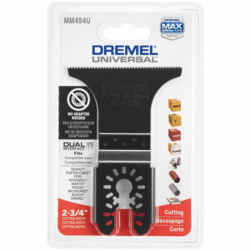 Dremel MM494U Multi-Max 2-3/4 in. Bi-Metal Oscillating Tool Blade for Pipe and 2x4 Cutting