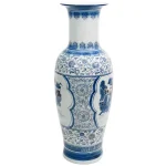 Unbranded Oriental Furniture 35 in. Blue and White Porcelain Tung Chi Floor Vase thumbnail 2