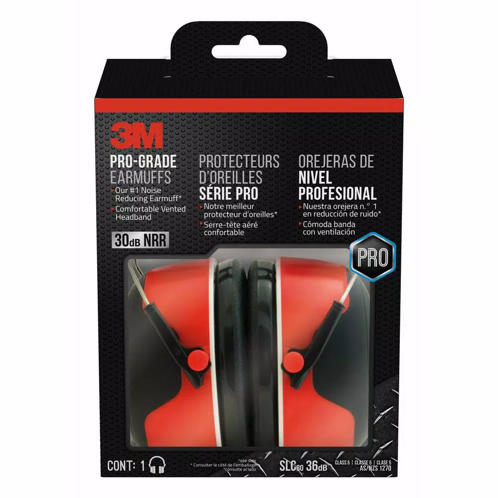 3M Pro-Grade Earmuffs, High Noise Reduction Rating (NRR 30 dB) Hearing Protection