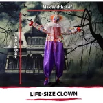 Haunted Hill Farm 5.5 ft. Animatronic Scary Talking Clown Halloween Prop thumbnail 8