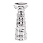 LITTON LANE Contemporary Silver Ceramic Tapered Cylinder Candle Holders, Set of 3 thumbnail 4