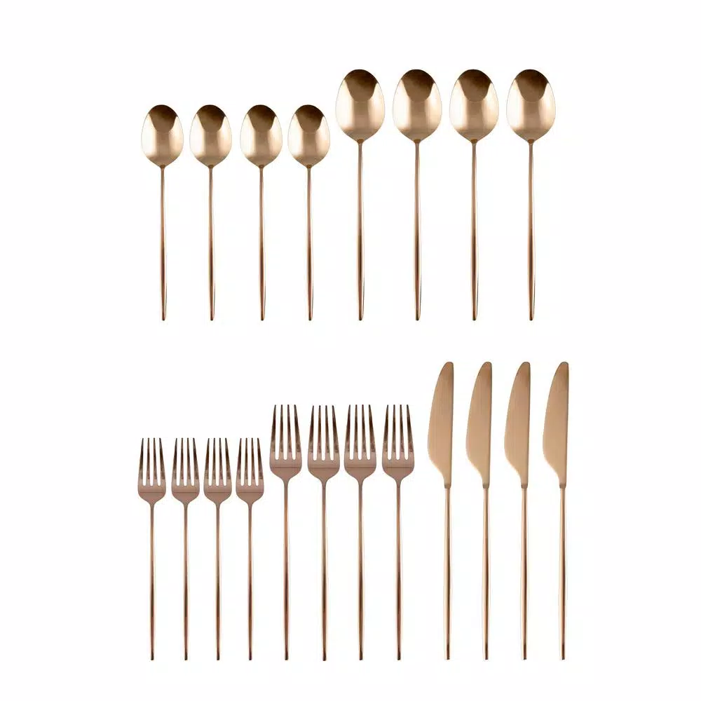 Cambridge Silversmiths Gaze Copper Mirror 20-Piece Flatware Set, Service for 4