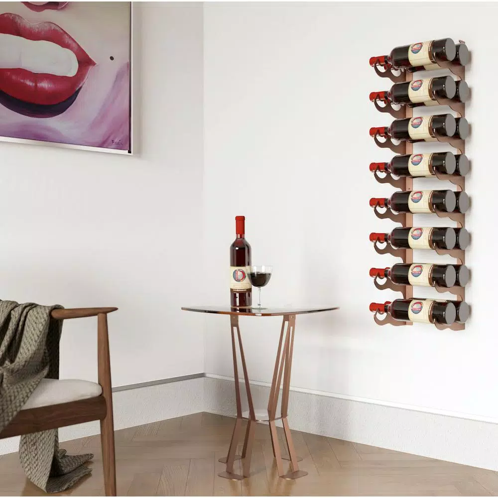 DI PRIMA USA Eagle Edition 16 Bottle Wall Mounted Wine Rack - Double Row, Brown