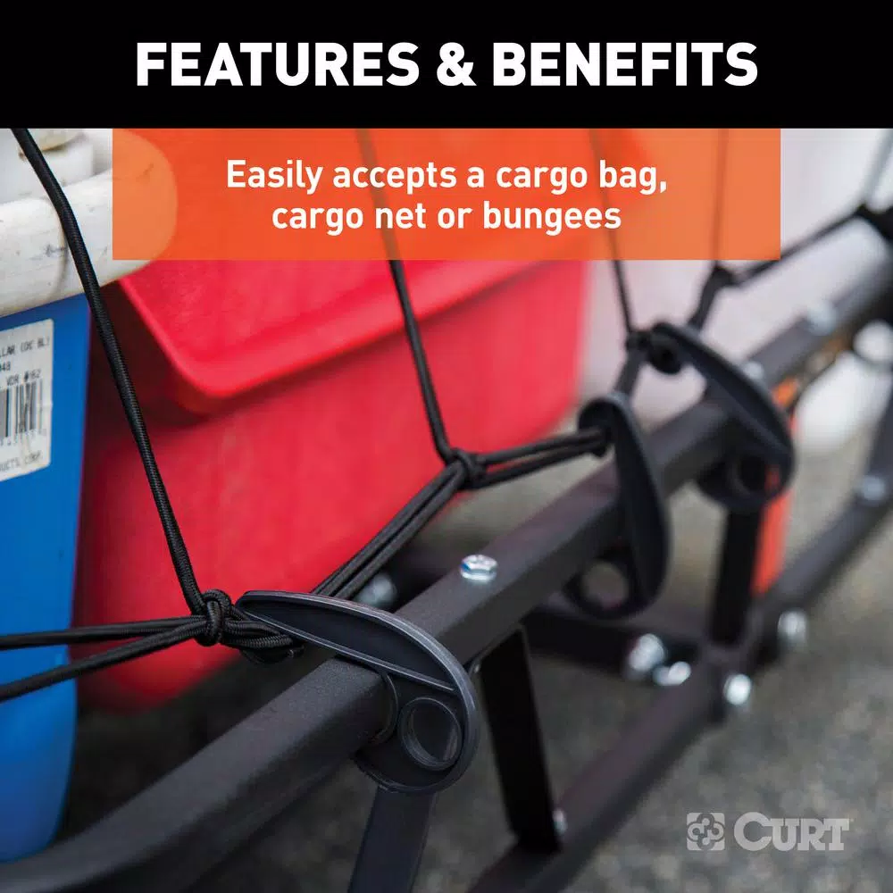 CURT 48 in. x 20 in. Steel Basket Style Hitch Cargo Carrier, 500 lb. Capacity, 2 in. Receiver with Adapter