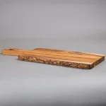 Creative Home Teak Wood Serving Cheese Paddle Board, 14-Inch Natural Edge Rustic Wood Board thumbnail 3
