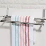 Unbranded Expandable 2-Tier Steel Over the Cabinet Door Towel Rack - Silver thumbnail 2