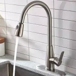 Vanity Art Brushed Nickel Single-Handle Pull-Down Kitchen Faucet with Spray Wand thumbnail 3