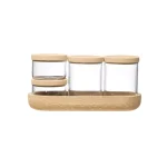 3R Studios 4-Piece Glass Storage Container Set with Cork Lids and Matching Tray thumbnail 1