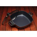 Swiss Diamond 5 Qt. Nonstick Square Cast Aluminum Casserole Dish with Glass Lid thumbnail 3