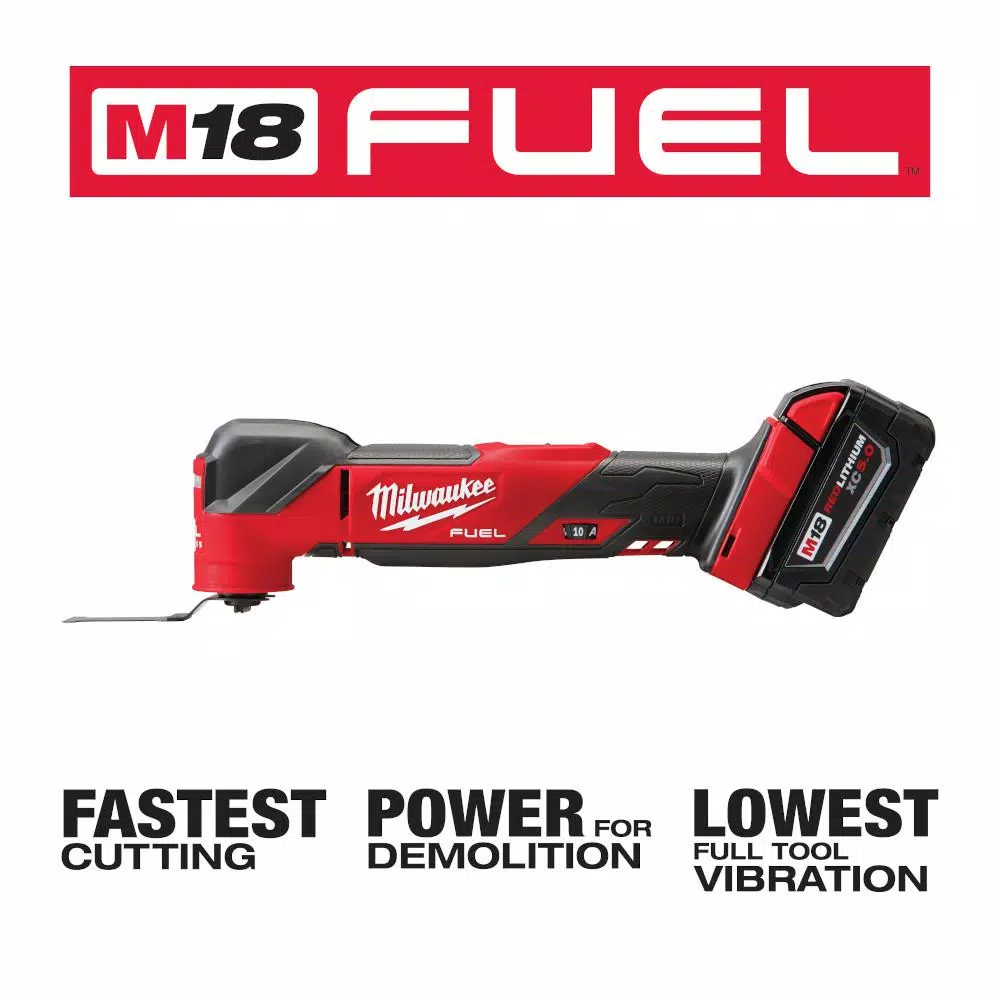 Milwaukee M18 FUEL 18V Brushless Oscillating Multi-Tool Kit with 5.0 Ah Battery, Charger and Bag