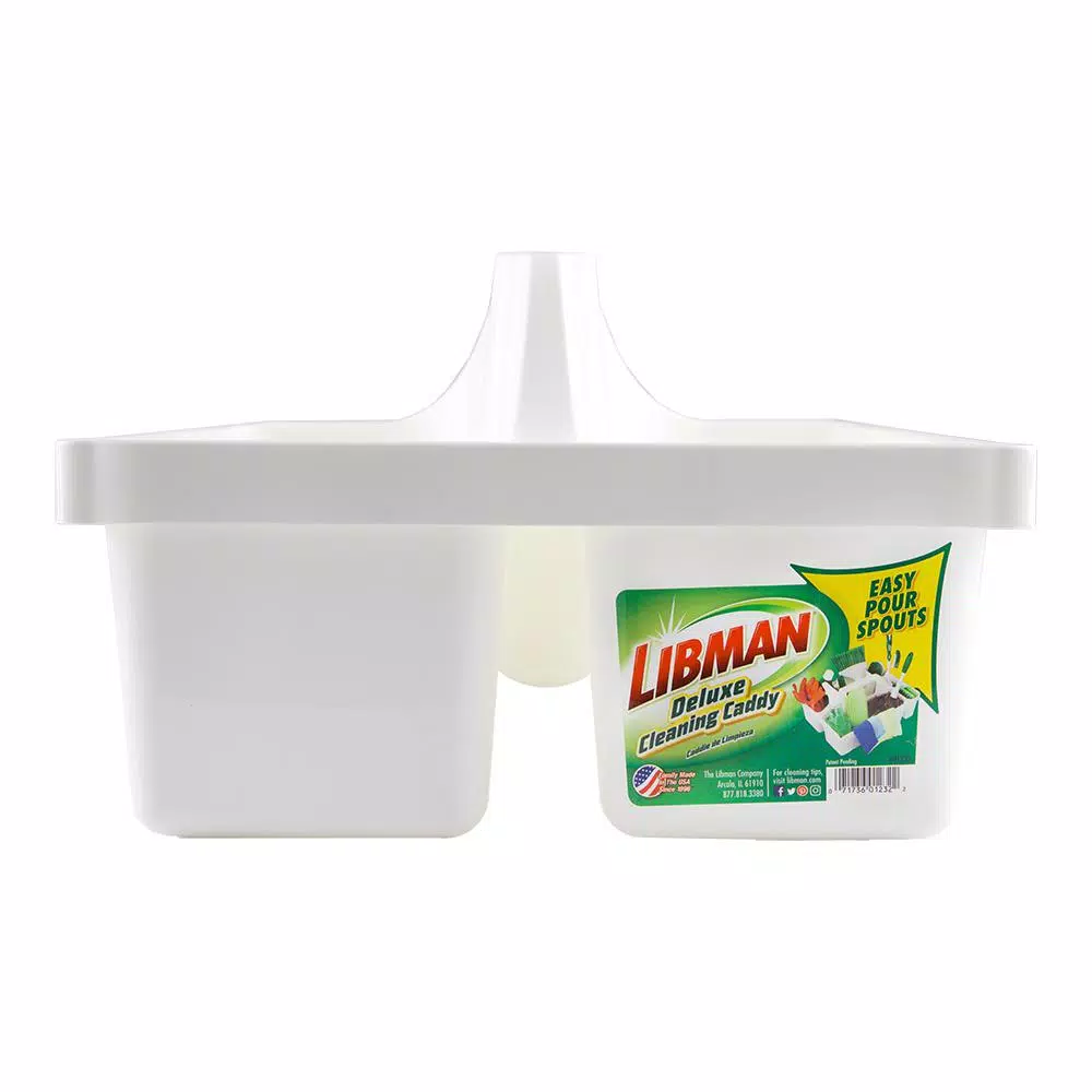 Libman Deluxe Maid Cleaning Caddy with 5 Compartments and Pour Spouts - White